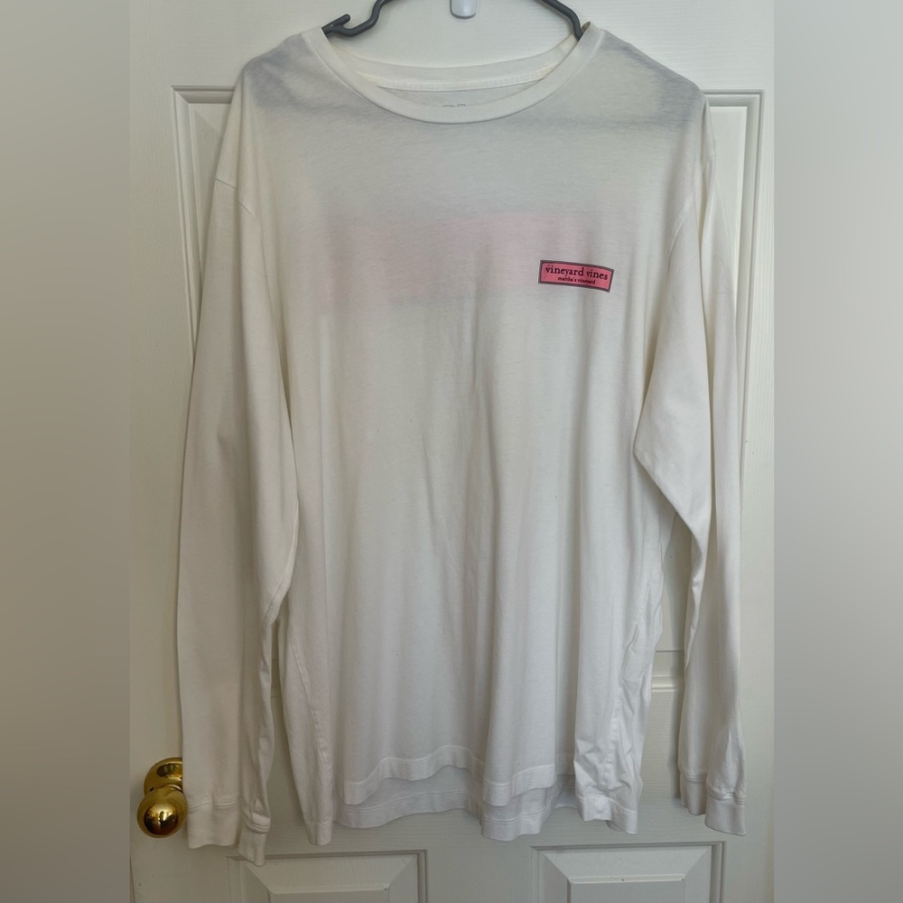 Men’s Vineyard Vines White Long Sleeve Crewneck Martha's Vineyard Logo Tee Shirt